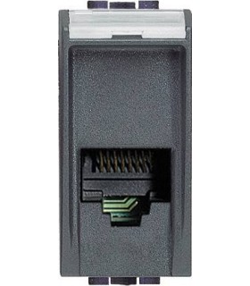 Розетка телефонная RJ-11, соединение К10, кат. 2, (1 модуль) Bticino LivingLight, антрацит L4258/11N