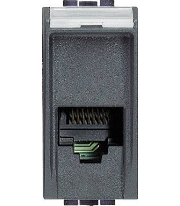 Розетка телефонная RJ-11, соединение К10, кат. 2, (1 модуль) Bticino LivingLight, антрацит L4258/11N
