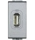 Розетка USB для зарядки электронных устройств, (1 модуль) Bticino LivingLight, алюминий NT4285C