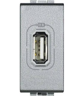 Розетка USB для зарядки электронных устройств, (1 модуль) Bticino LivingLight, алюминий NT4285C