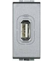 Розетка USB для зарядки электронных устройств, (1 модуль) Bticino LivingLight, алюминий NT4285C