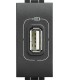 Розетка USB для зарядки электронных устройств, (1 модуль) Bticino LivingLight, антрацит L4285C