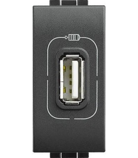 Розетка USB для зарядки электронных устройств, (1 модуль) Bticino LivingLight, антрацит L4285C