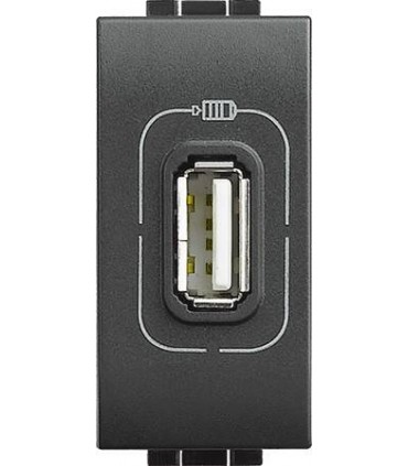 Розетка USB для зарядки электронных устройств, (1 модуль) Bticino LivingLight, антрацит L4285C