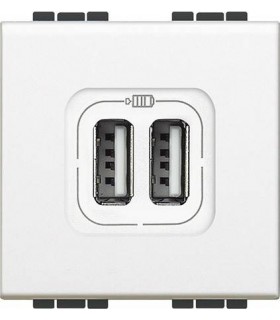 Розетка 2хUSB для зарядки электронных устройств 5 В 1500 мА, (2 модуля) Bticino LivingLight, белый N4285C2