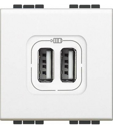 Розетка 2хUSB для зарядки электронных устройств 5 В 1500 мА, (2 модуля) Bticino LivingLight, белый N4285C2