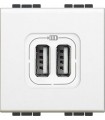 Розетка 2хUSB для зарядки электронных устройств 5 В 1500 мА, (2 модуля) Bticino LivingLight, белый N4285C2