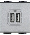 Розетка 2хUSB для зарядки электронных устройств 5 В 1500 мА, (2 модуля) Bticino LivingLight, алюминий NT4285C2