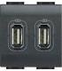 Розетка 2хUSB для зарядки электронных устройств 5 В 1500 мА, (2 модуля) Bticino LivingLight, антрацит L4285C2