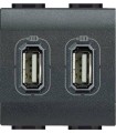 Розетка 2хUSB для зарядки электронных устройств 5 В 1500 мА, (2 модуля) Bticino LivingLight, антрацит L4285C2