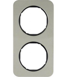 Рамка на 2 поста, Berker R.1, нержавеющаяя сталь, черный 10122104