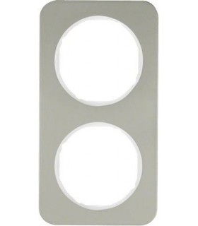 Рамка на 2 поста, Berker R.1, нержавеющаяя сталь, полярная белизна 10122114