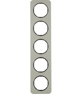 Рамка на 5 постов, Berker R.1, нержавеющая сталь, черный 10152104