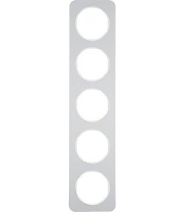 Рамка на 5 постов, Berker R.1, алюминий, полярная белизна 10152174