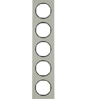Рамка на 5 постов, Berker R.3, нержавеющая сталь, черный 10152204