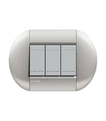 Выключатель Bticino Living-Light рамка овал Алюминий-TE LNB4802TE