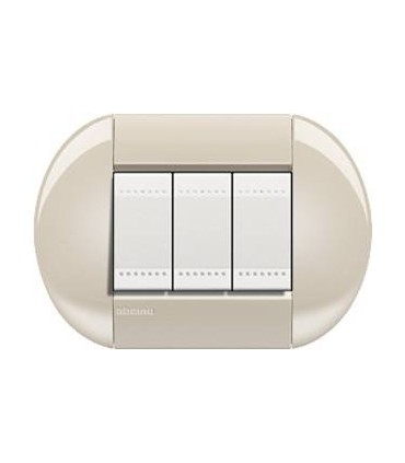 Выключатель Bticino Living-Light рамка овал Кремовый-CL LNB4802CL