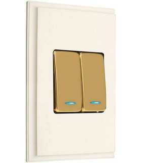 Двухклавишный выключатель с подсветкой в сборе FEDE MARCO, beige FD01611BE/FD04313OB