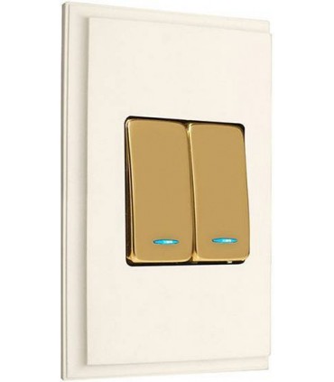 Двухклавишный выключатель с подсветкой в сборе FEDE MARCO, beige FD01611BE/FD04313OB