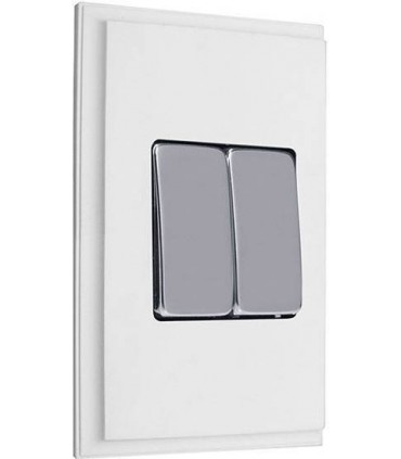 Двухклавишный выключатель в сборе FEDE MARCO, white FD01611WH/FD04311CB