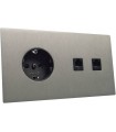 Розетка + 2 разъема RJ45 в сборе Fontini Font Barcelona 5.1 Collection, нержавеющая сталь 90C/Dffwx0