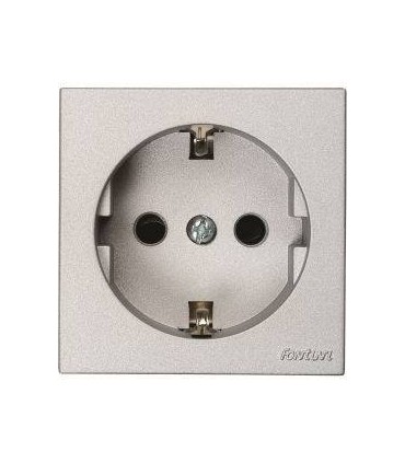 Fontini F37 Розетка с з/к, со шторками металлик 37212502