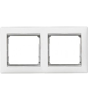 Рамка на 2 поста горизонтальная Legrand Valena, белый/серебро {PRODUCT_REFERENCE}