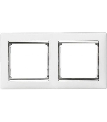 Рамка на 2 поста горизонтальная Legrand Valena, белый/серебро {PRODUCT_REFERENCE}