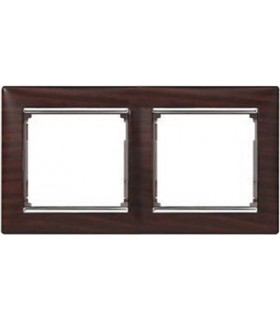 Рамка на 2 поста горизонтальная Legrand Valena, темное дерево/серебро {PRODUCT_REFERENCE}