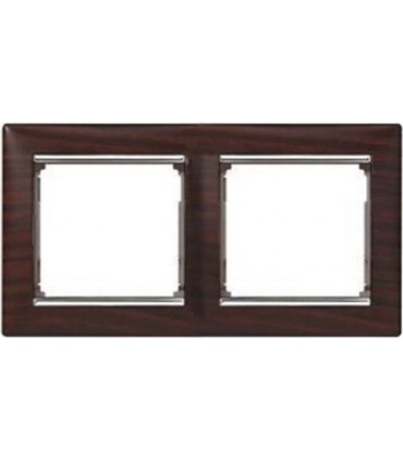 Рамка на 2 поста горизонтальная Legrand Valena, темное дерево/серебро {PRODUCT_REFERENCE}