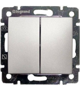 Выключатель двухклавишный Legrand Valena, алюминий {PRODUCT_REFERENCE}