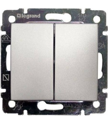 Выключатель двухклавишный Legrand Valena, алюминий {PRODUCT_REFERENCE}