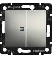 Выключатель двухклавишный с индикацией на 1 клавишу Legrand Valena, алюминий {PRODUCT_REFERENCE}