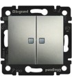 Выключатель двухклавишный с индикацией на 2 клавишы Legrand Valena, алюминий {PRODUCT_REFERENCE}