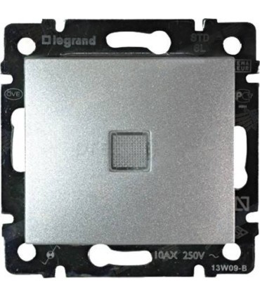 Переключатель одноклавишный с подсветкой Legrand Valena, алюминий {PRODUCT_REFERENCE}