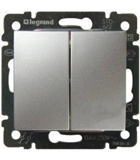 Переключатель двухклавишный Legrand Valena, алюминий {PRODUCT_REFERENCE}
