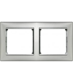Рамка на 2 поста горизонтальная Legrand Valena, алюминий {PRODUCT_REFERENCE}