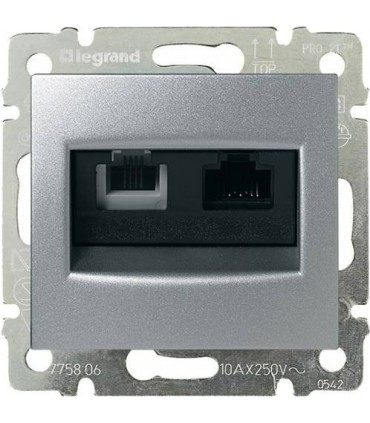 Двойная розетка RJ 45 Кат. 5е/6 UTP + RJ 11 Legrand Valena, алюминий {PRODUCT_REFERENCE}
