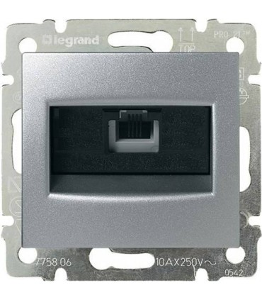 Информационная розетка RJ 45 - категория 5e - UTP - 1 выход - с захватами Legrand Valena, алюминий {PRODUCT_REFERENCE}