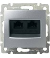 Информационная розетка RJ 45 - категория 5e - UTP - 2 выхода - с захватами Legrand Valena, алюминий {PRODUCT_REFERENCE}