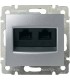 Информационная розетка RJ 45 - категория 5e - UTP - 2 выхода - на винтах Legrand Valena, алюминий {PRODUCT_REFERENCE}