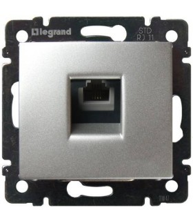 Телефонная розетка RJ 11 - 4 контакта - 1 выход Legrand Valena, алюминий {PRODUCT_REFERENCE}