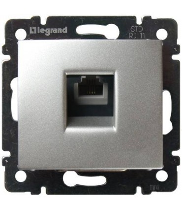 Телефонная розетка RJ 11 - 4 контакта - 1 выход Legrand Valena, алюминий {PRODUCT_REFERENCE}