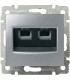 Телефонная розетка RJ 11 - 4 контакта - 2 выхода Legrand Valena, алюминий {PRODUCT_REFERENCE}