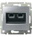 Телефонная розетка RJ 11 - 4 контакта - 2 выхода Legrand Valena, алюминий {PRODUCT_REFERENCE}