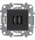 Механизм зарядного устройства USB (2 модуля) 2х750 мА / 1х1500 мА ABB Niessen Zenit, антрацит N2285 AN