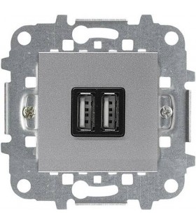 Механизм зарядного устройства USB (2 модуля) 2х750 мА / 1х1500 мА ABB Niessen Zenit, серебристый N2285 PL