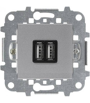 Механизм зарядного устройства USB (2 модуля) 2х750 мА / 1х1500 мА ABB Niessen Zenit, серебристый N2285 PL