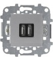 Механизм зарядного устройства USB (2 модуля) 2х750 мА / 1х1500 мА ABB Niessen Zenit, серебристый N2285 PL