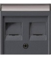Накладка дойной прямой телефонной/компьютерной розетки (суппорт 19Х00) Gira System 55, антрацит 066328